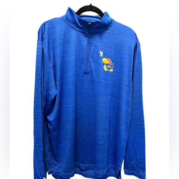 NWT Top Of The World Blue Kansas Jayhawks Quarter-Zip Pullover with Logo Size L - Picture 3 of 6